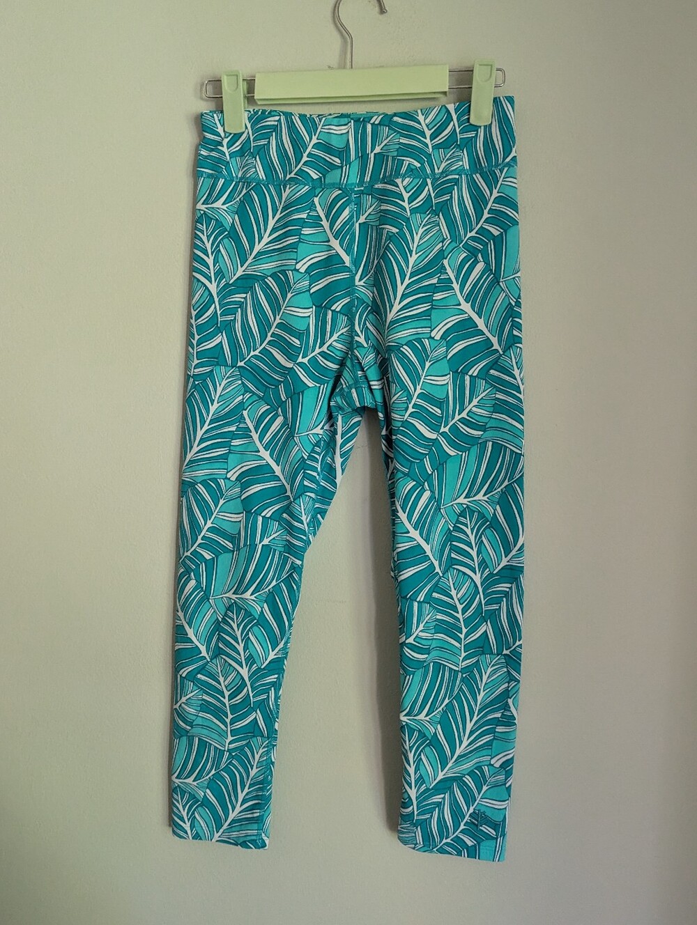 Coolibar Women's XXS Deep Water Swim Capris UPF50+ Aqua Blue Tropical Leaf